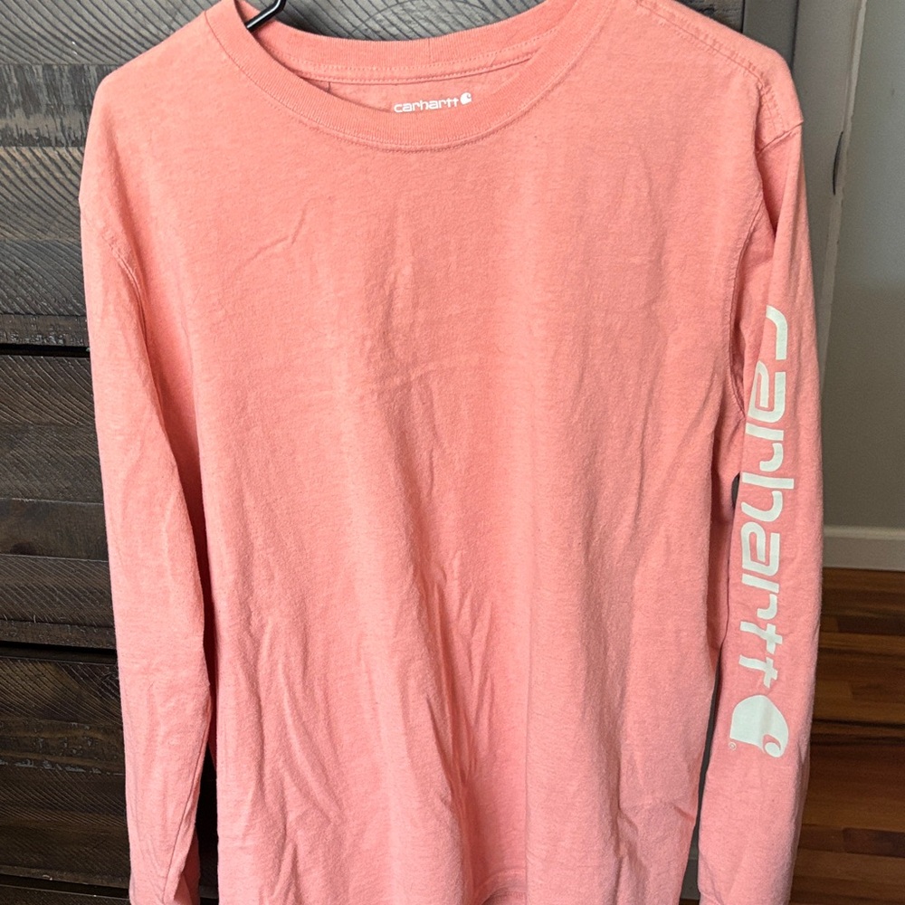 Carhartt Coral Pink Long Sleeve Logo Shirt